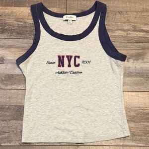 Fame Row Women's Gray and Blue NYC Tank Top